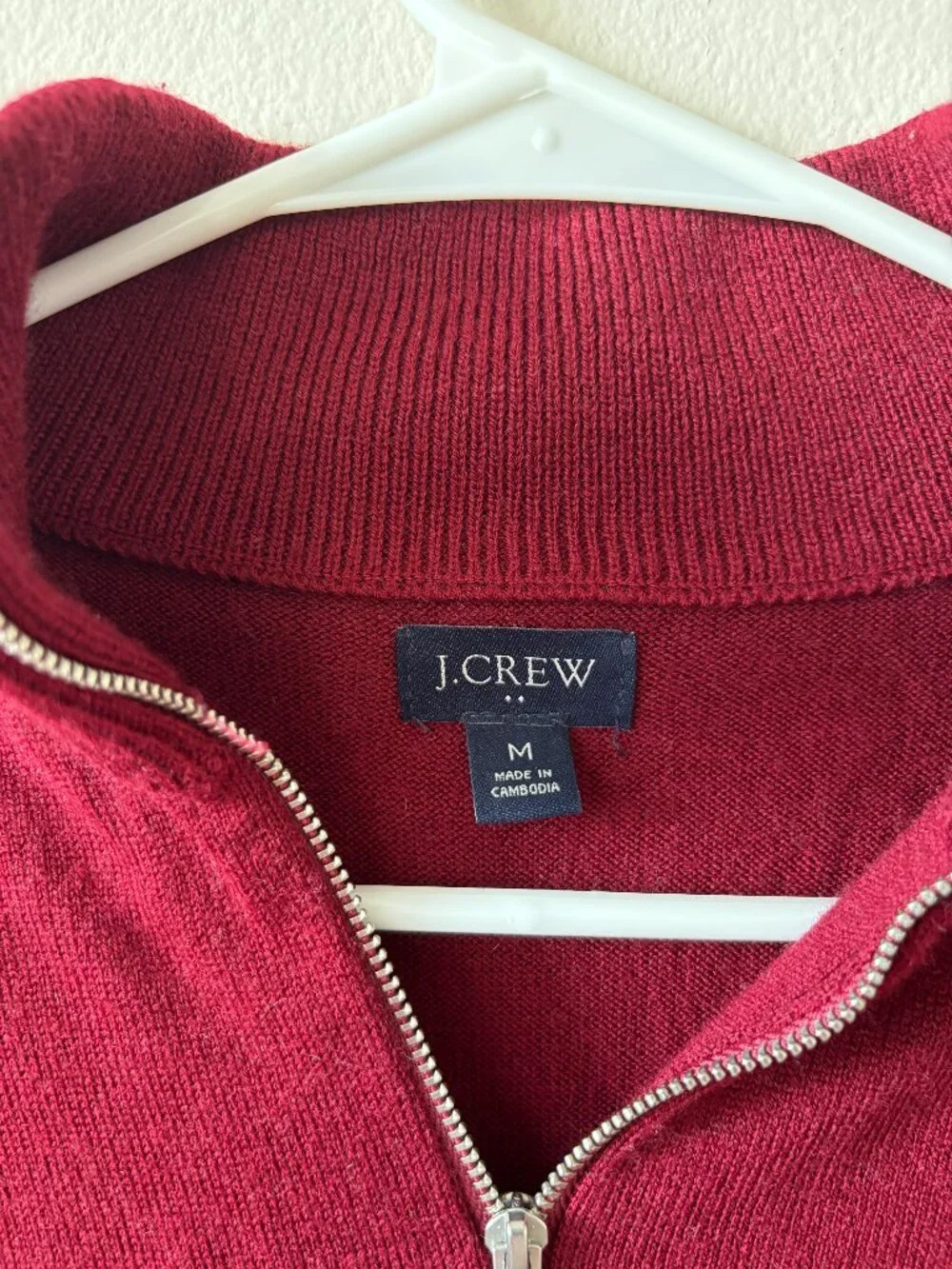 J. Crew Red Wool Blend Quarter Zip - Size Medium